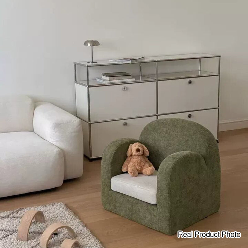 Cute Toddler Couch Plush Soft Chenille Teddy Fleece Kids Sofa - Nordic Chair With Wide Cushioned Seat And Stable Weighted Base For Living Room