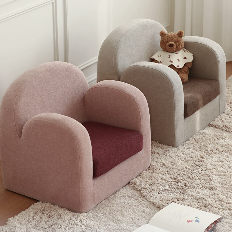 Cute Toddler Couch Plush Soft Chenille Teddy Fleece Kids Sofa - Nordic Chair With Wide Cushioned Seat And Stable Weighted Base For Living Room