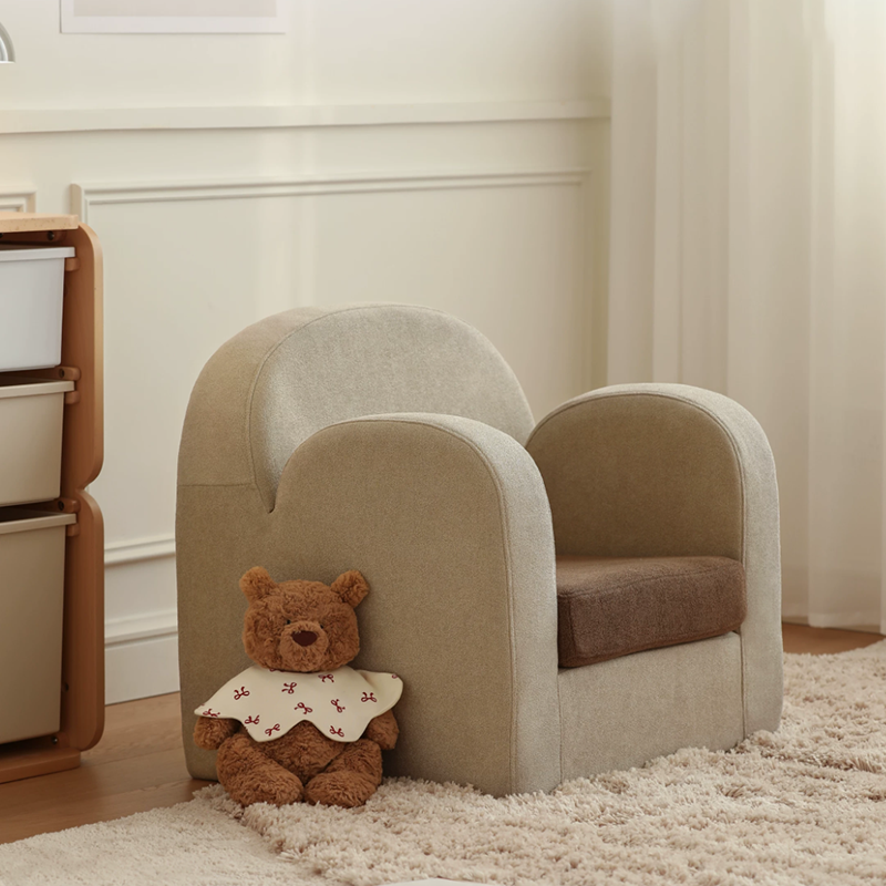 Cute Toddler Couch Plush Soft Chenille Teddy Fleece Kids Sofa - Nordic Chair With Wide Cushioned Seat And Stable Weighted Base For Living Room