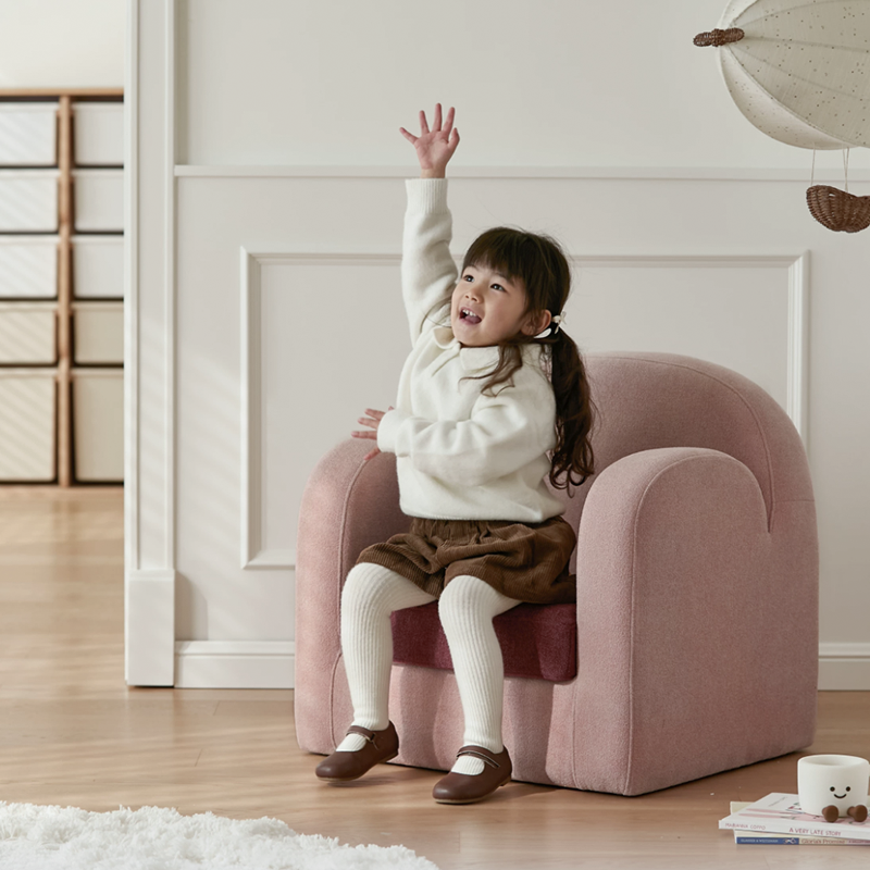 Cute Toddler Couch Plush Soft Chenille Teddy Fleece Kids Sofa - Nordic Chair With Wide Cushioned Seat And Stable Weighted Base For Living Room