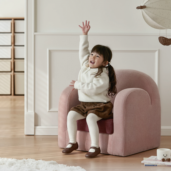 Cute Toddler Couch Plush Soft Chenille Teddy Fleece Kids Sofa - Nordic Chair With Wide Cushioned Seat And Stable Weighted Base For Living Room