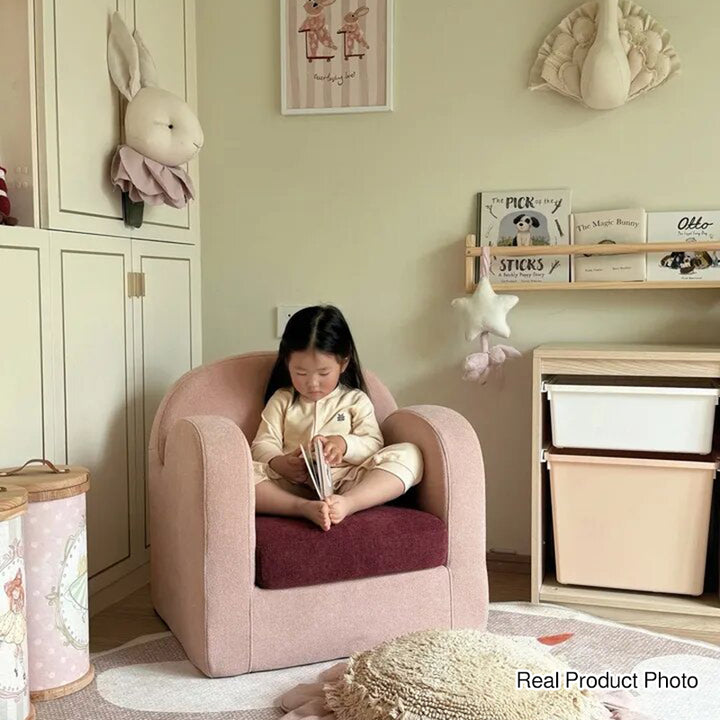 Cute Toddler Couch Plush Soft Chenille Teddy Fleece Kids Sofa - Nordic Chair With Wide Cushioned Seat And Stable Weighted Base For Living Room