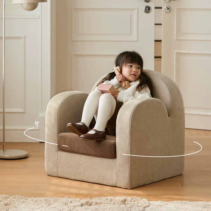 Cute Toddler Couch Plush Soft Chenille Teddy Fleece Kids Sofa - Nordic Chair With Wide Cushioned Seat And Stable Weighted Base For Living Room