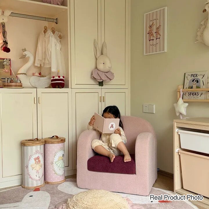 Cute Toddler Couch Plush Soft Chenille Teddy Fleece Kids Sofa - Nordic Chair With Wide Cushioned Seat And Stable Weighted Base For Living Room