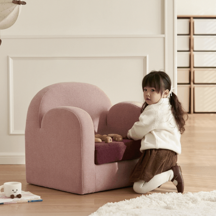 Cute Toddler Couch Plush Soft Chenille Teddy Fleece Kids Sofa - Nordic Chair With Wide Cushioned Seat And Stable Weighted Base For Living Room