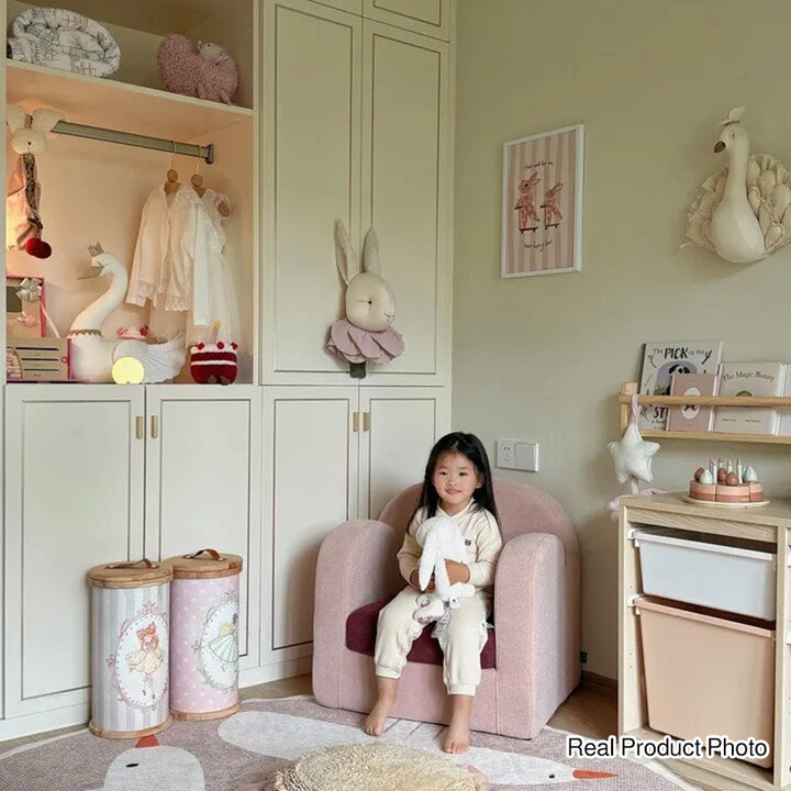 Cute Toddler Couch Plush Soft Chenille Teddy Fleece Kids Sofa - Nordic Chair With Wide Cushioned Seat And Stable Weighted Base For Living Room