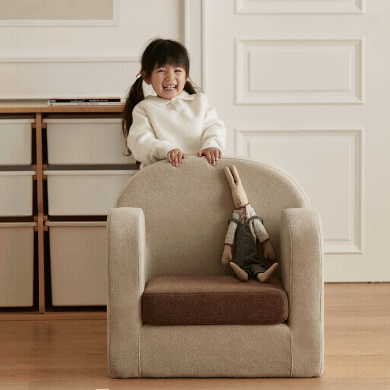 Cute Toddler Couch Plush Soft Chenille Teddy Fleece Kids Sofa - Nordic Chair With Wide Cushioned Seat And Stable Weighted Base For Living Room