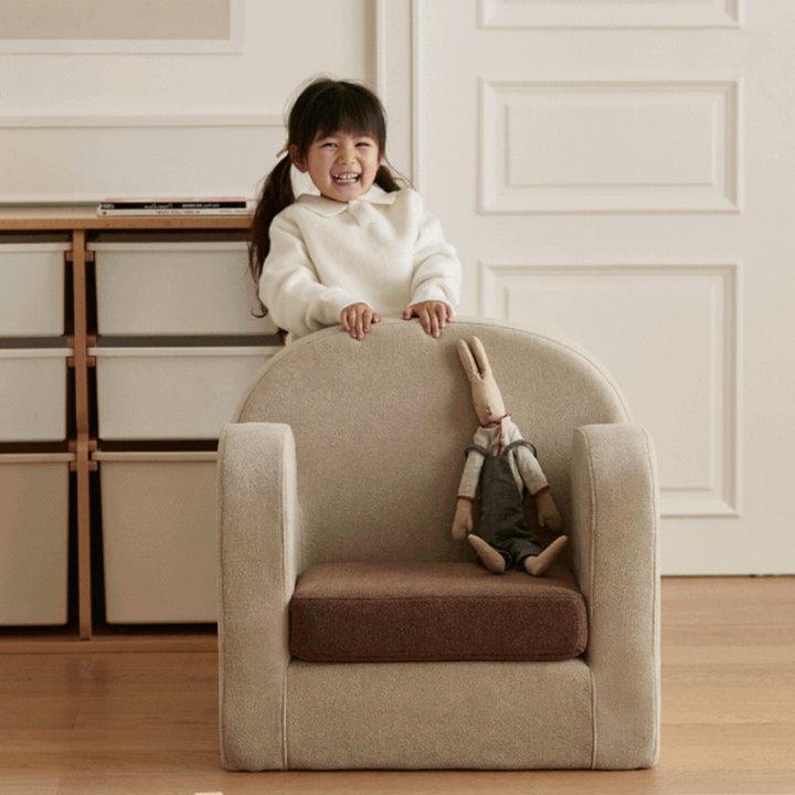 Cute Toddler Couch Plush Soft Chenille Teddy Fleece Kids Sofa - Nordic Chair With Wide Cushioned Seat And Stable Weighted Base For Living Room
