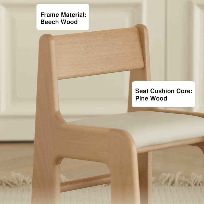 Silla de estudio infantil tapizada de madera de haya - Asiento nórdico para niños pequeños con respaldo alto, cojín suave y bordes redondeados para sala de estar 