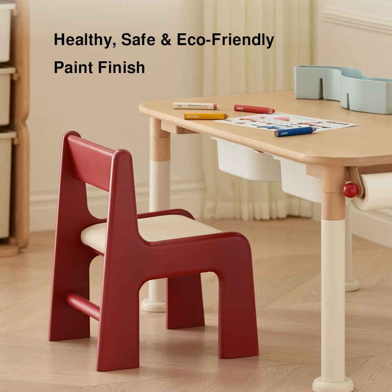 Silla de estudio infantil tapizada de madera de haya - Asiento nórdico para niños pequeños con respaldo alto, cojín suave y bordes redondeados para sala de estar 
