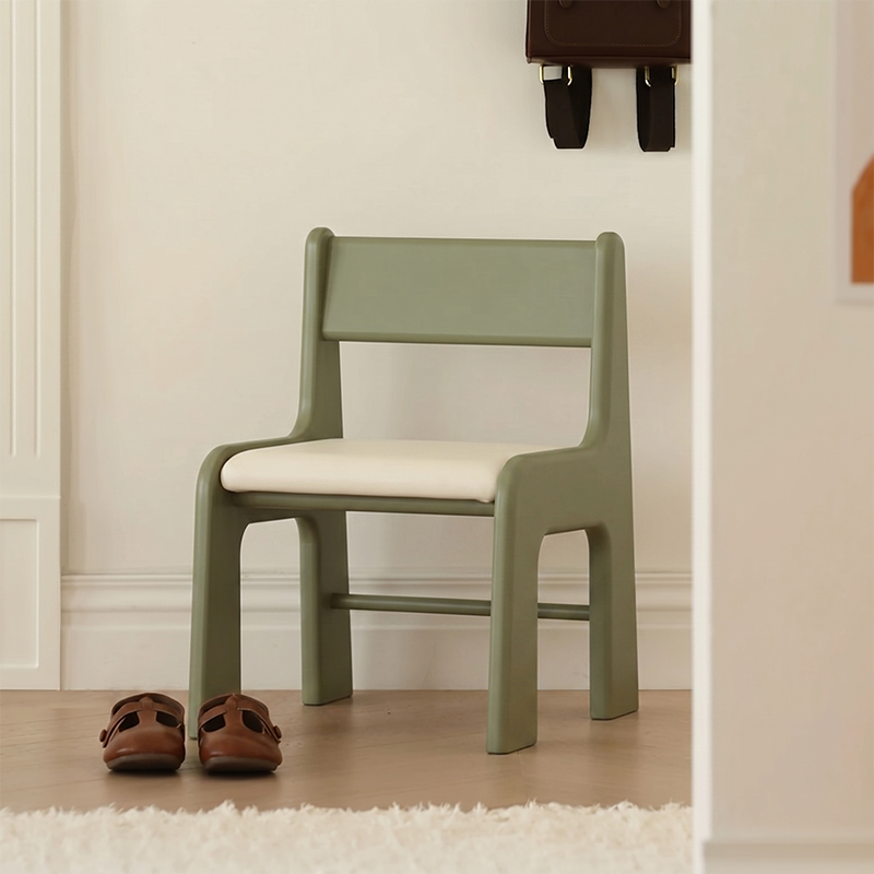 Silla de estudio infantil tapizada de madera de haya - Asiento nórdico para niños pequeños con respaldo alto, cojín suave y bordes redondeados para sala de estar 
