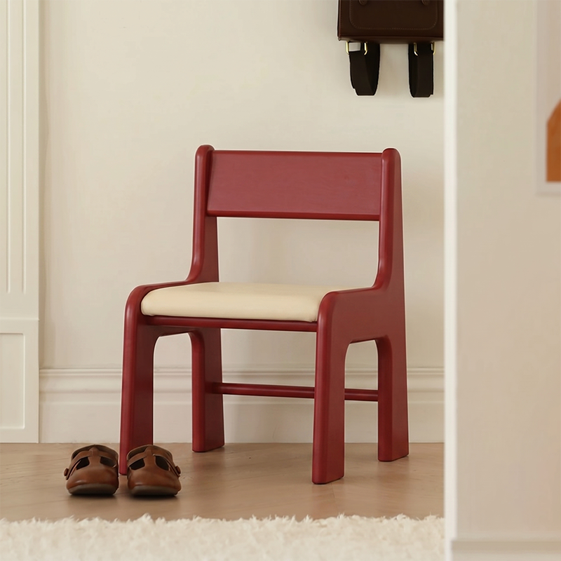 Silla de estudio infantil tapizada de madera de haya - Asiento nórdico para niños pequeños con respaldo alto, cojín suave y bordes redondeados para sala de estar 