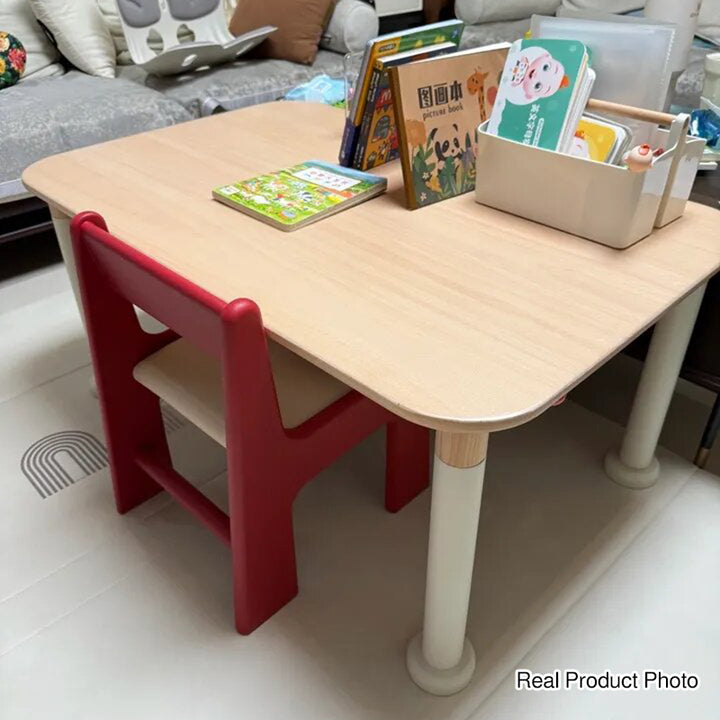 Silla de estudio infantil tapizada de madera de haya - Asiento nórdico para niños pequeños con respaldo alto, cojín suave y bordes redondeados para sala de estar 