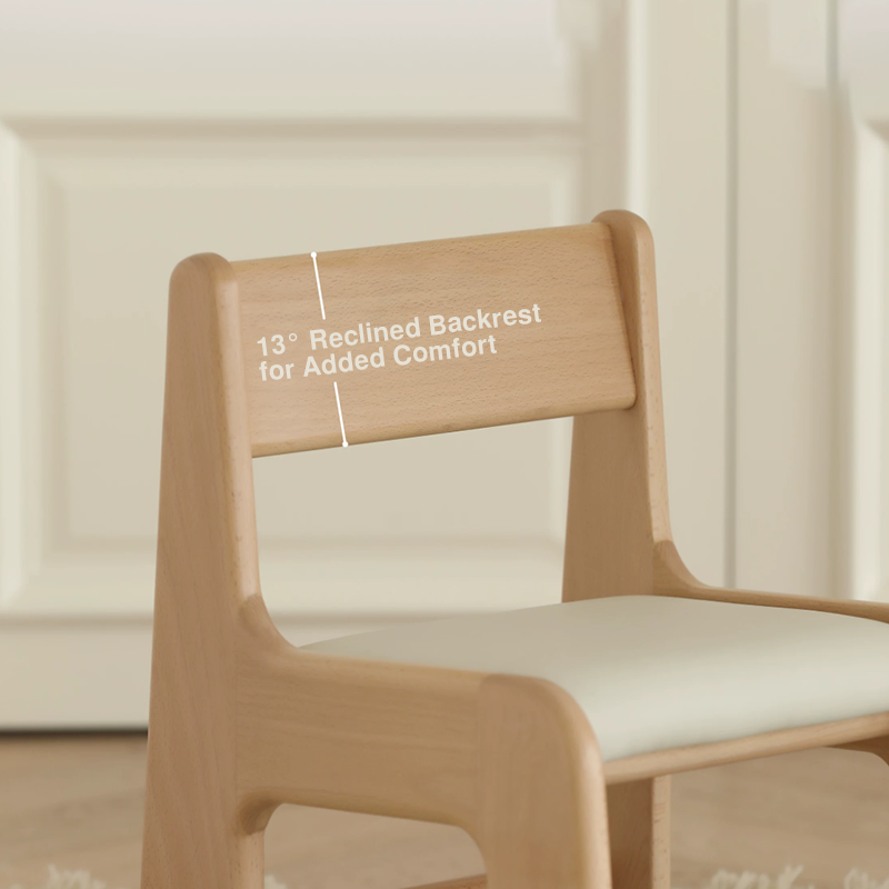 Silla de estudio infantil tapizada de madera de haya - Asiento nórdico para niños pequeños con respaldo alto, cojín suave y bordes redondeados para sala de estar 