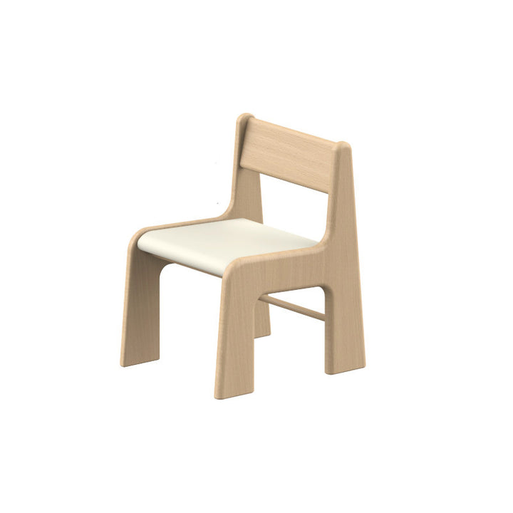 Silla de estudio infantil tapizada de madera de haya - Asiento nórdico para niños pequeños con respaldo alto, cojín suave y bordes redondeados para sala de estar 