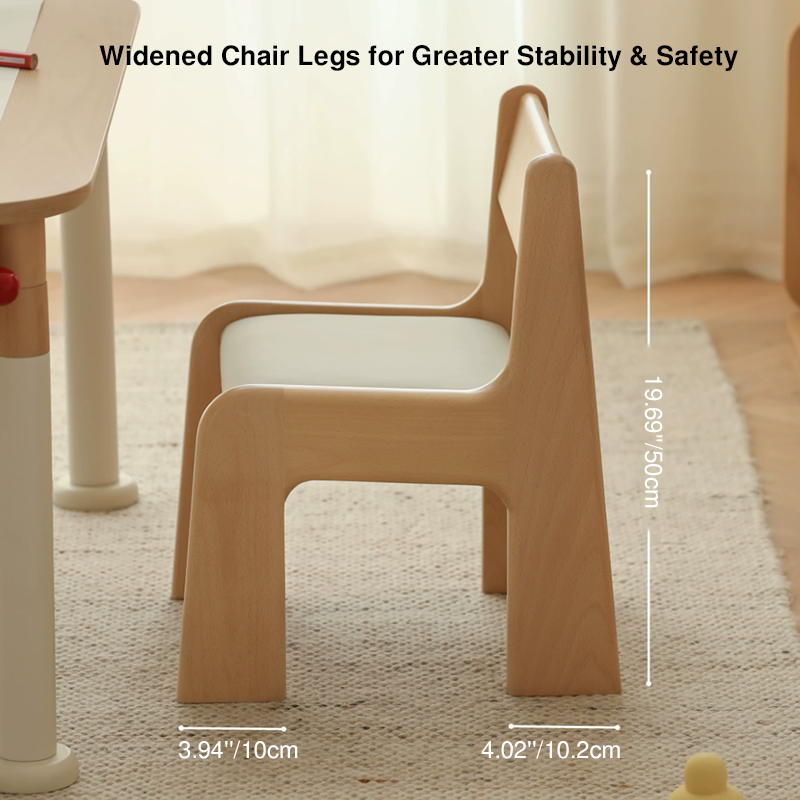 Silla de estudio infantil tapizada de madera de haya - Asiento nórdico para niños pequeños con respaldo alto, cojín suave y bordes redondeados para sala de estar 