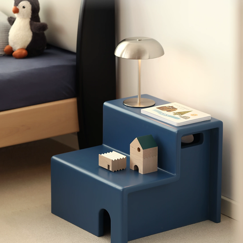 Beech Wood Cherry Wood Stable 2-Step Toddler Stool Kids Footstool - Nordic Stool With Rounded Corners &amp; Easy-Carry Handles For Living Room