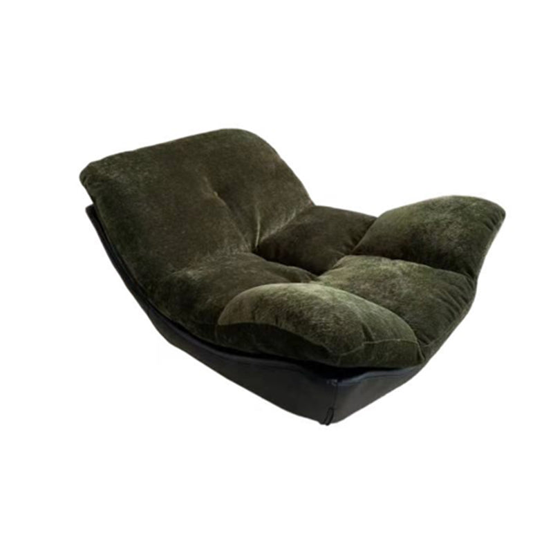 Contemporary Chenille Lazy Curved Ergonomic Design Accent Chair - Nordic Accent Floor Sofa With Eco Leather Base &amp; High-Density Cushion For Living Room