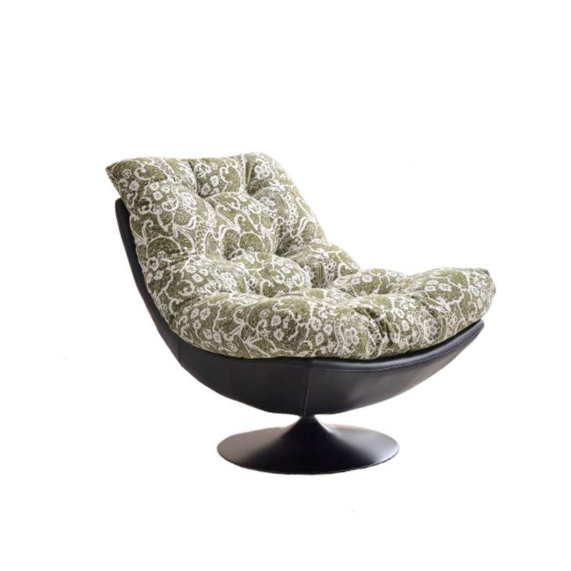 Sillón auxiliar giratorio 360° Lazy Lounge - Sillón auxiliar nórdico de chenilla y ecopiel con relleno de algodón mullido y asiento profundo y cómodo para la sala de estar 
