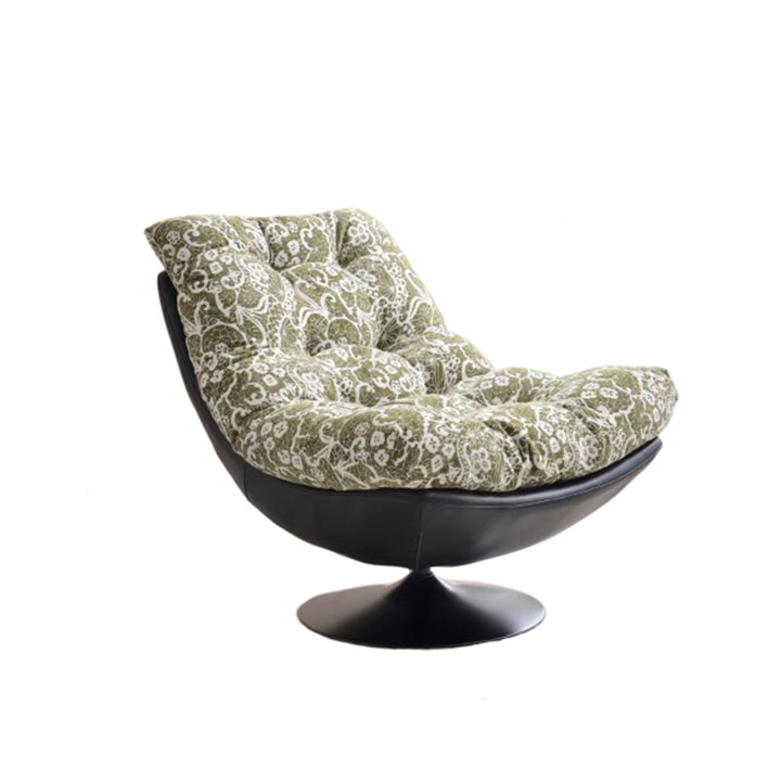 Sillón auxiliar giratorio 360° Lazy Lounge - Sillón auxiliar nórdico de chenilla y ecopiel con relleno de algodón mullido y asiento profundo y cómodo para la sala de estar 
