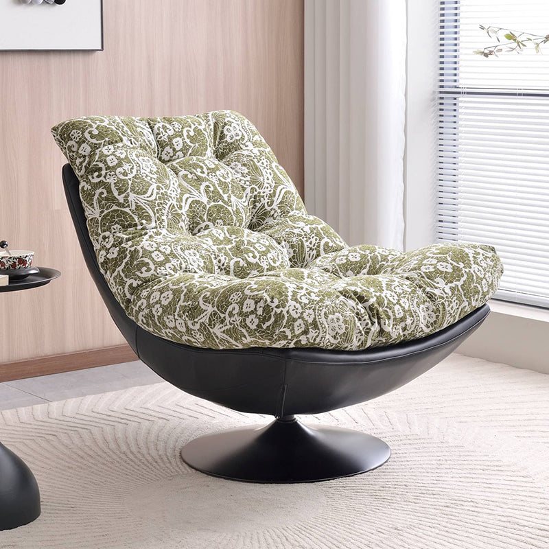Sillón auxiliar giratorio 360° Lazy Lounge - Sillón auxiliar nórdico de chenilla y ecopiel con relleno de algodón mullido y asiento profundo y cómodo para la sala de estar 