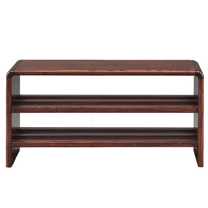 Solid Ash Wood Scratch-Resistant &amp; Wide Seat Shoe Bench - Chinese 2-Tier Open Shelves Storage &amp; Raised Bottom, No Assembly Required For Entryway