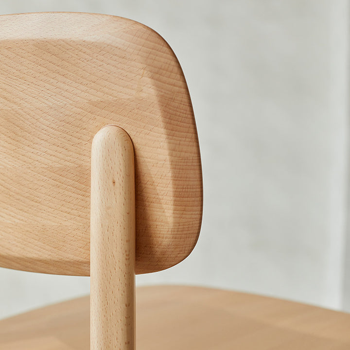 Premium Modern Natural Wood Grain Solid Beech Wood Dining Chair - Minimalist Curved Ergonomic Backrest, Reinforced Frame, Stable Legs &amp; Non-Slip Foot Pads For Dining Room