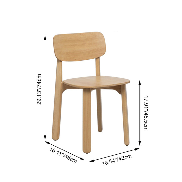Premium Modern Natural Wood Grain Solid Beech Wood Dining Chair - Minimalist Curved Ergonomic Backrest, Reinforced Frame, Stable Legs & Non-Slip Foot Pads For Dining Room