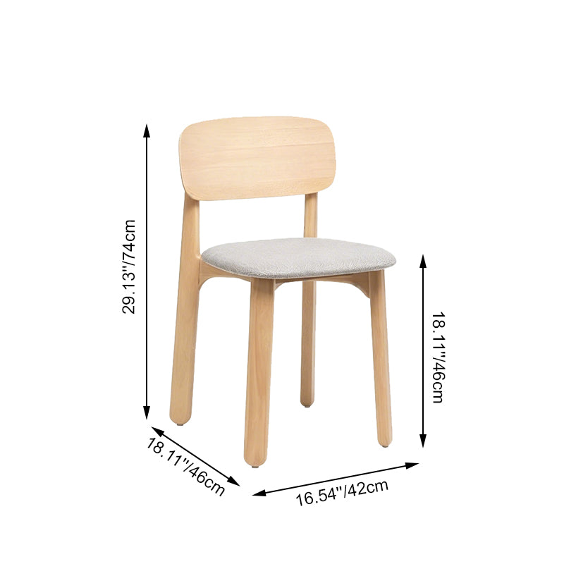 Curved Ergonomic Backrest Soft Padded Cushion Seat Solid Beech Wood Dining Chair - Minimalist Natural Wood Grain Reinforced Stable Frame &amp; Non-Slip Floor-Protective Feet For Dining Room