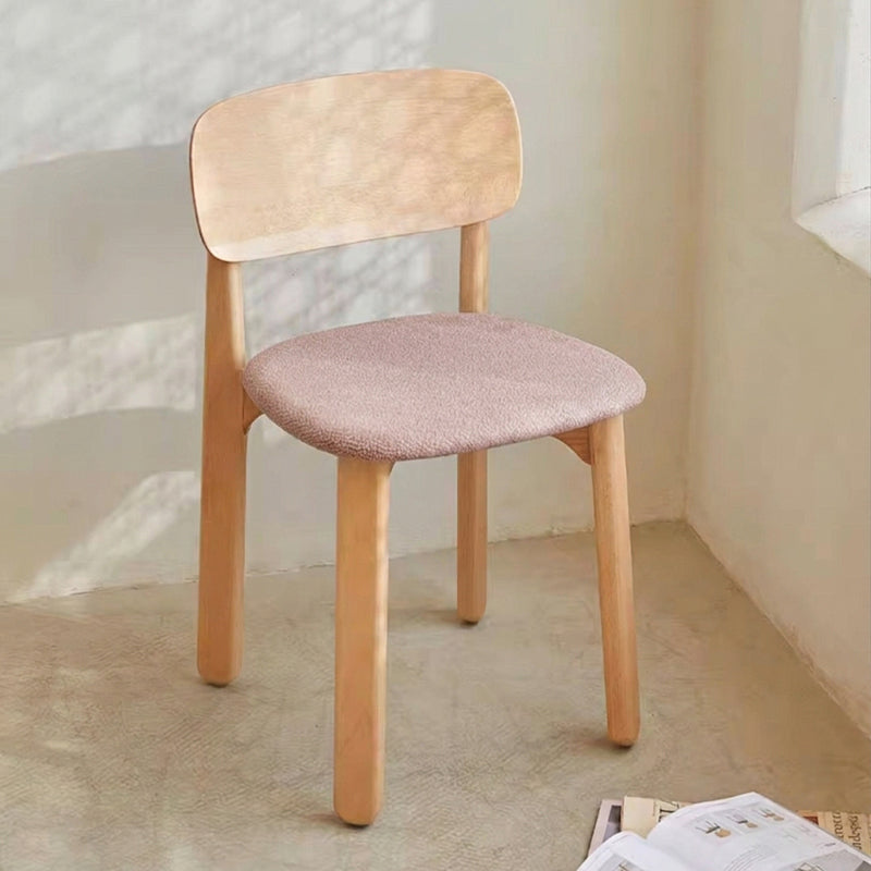 Curved Ergonomic Backrest Soft Padded Cushion Seat Solid Beech Wood Dining Chair - Minimalist Natural Wood Grain Reinforced Stable Frame &amp; Non-Slip Floor-Protective Feet For Dining Room