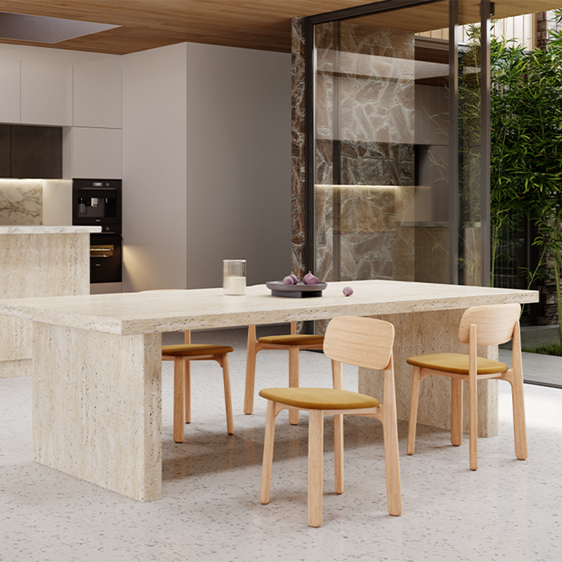 Curved Ergonomic Backrest Soft Padded Cushion Seat Solid Beech Wood Dining Chair - Minimalist Natural Wood Grain Reinforced Stable Frame &amp; Non-Slip Floor-Protective Feet For Dining Room