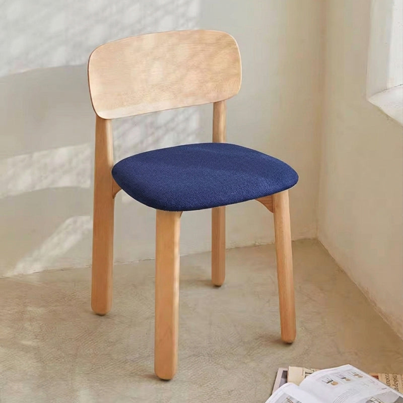 Curved Ergonomic Backrest Soft Padded Cushion Seat Solid Beech Wood Dining Chair - Minimalist Natural Wood Grain Reinforced Stable Frame &amp; Non-Slip Floor-Protective Feet For Dining Room
