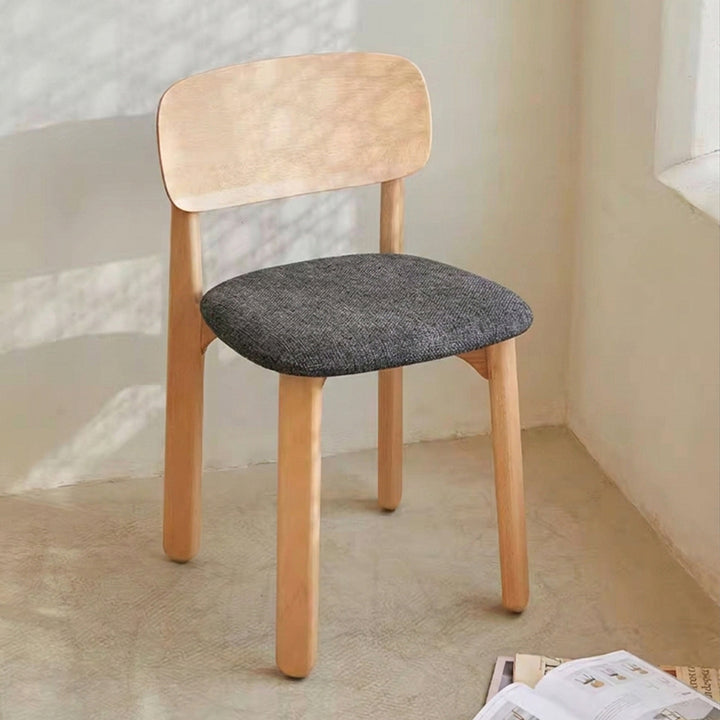 Curved Ergonomic Backrest Soft Padded Cushion Seat Solid Beech Wood Dining Chair - Minimalist Natural Wood Grain Reinforced Stable Frame &amp; Non-Slip Floor-Protective Feet For Dining Room