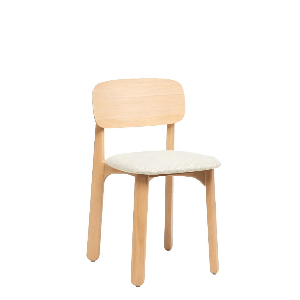 Curved Ergonomic Backrest Soft Padded Cushion Seat Solid Beech Wood Dining Chair - Minimalist Natural Wood Grain Reinforced Stable Frame &amp; Non-Slip Floor-Protective Feet For Dining Room