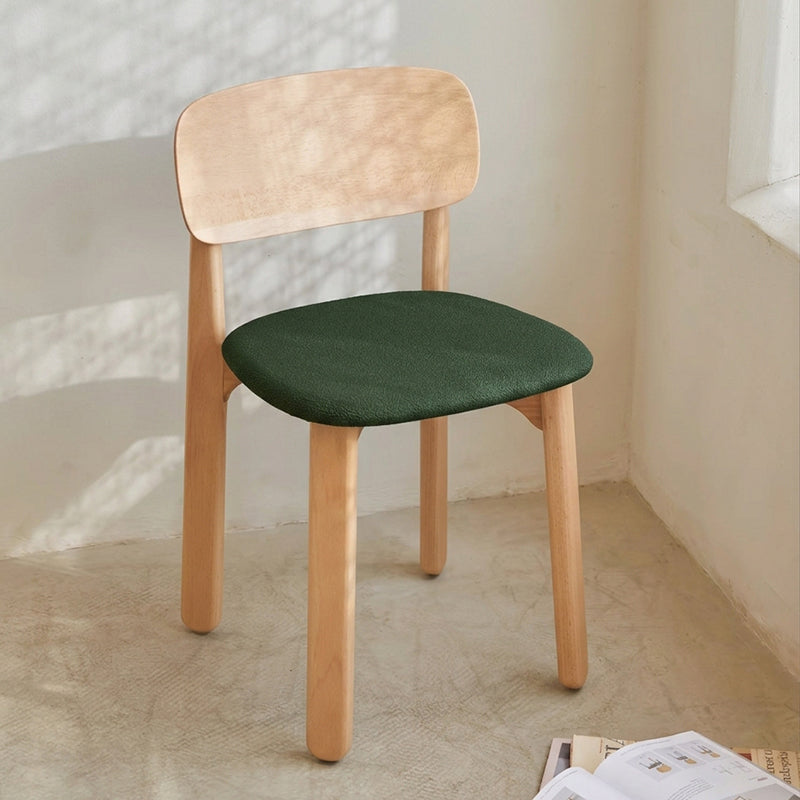 Curved Ergonomic Backrest Soft Padded Cushion Seat Solid Beech Wood Dining Chair - Minimalist Natural Wood Grain Reinforced Stable Frame &amp; Non-Slip Floor-Protective Feet For Dining Room