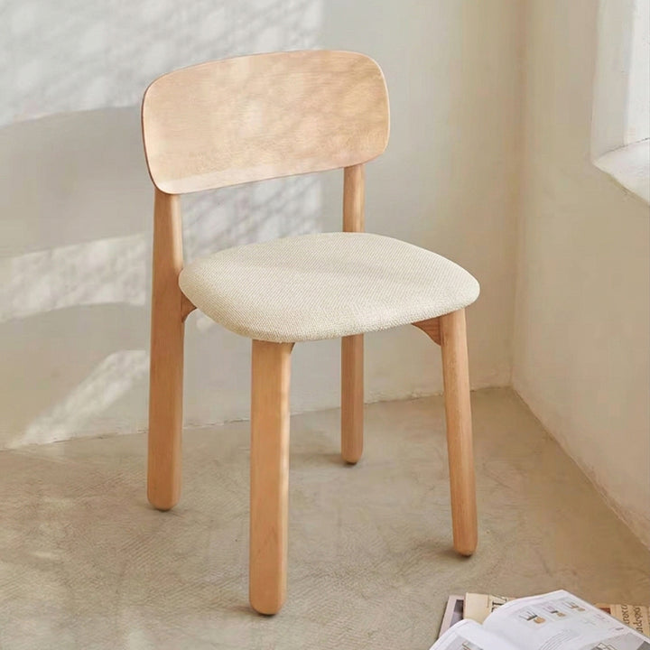 Curved Ergonomic Backrest Soft Padded Cushion Seat Solid Beech Wood Dining Chair - Minimalist Natural Wood Grain Reinforced Stable Frame &amp; Non-Slip Floor-Protective Feet For Dining Room