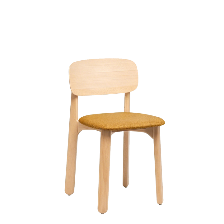 Curved Ergonomic Backrest Soft Padded Cushion Seat Solid Beech Wood Dining Chair - Minimalist Natural Wood Grain Reinforced Stable Frame &amp; Non-Slip Floor-Protective Feet For Dining Room