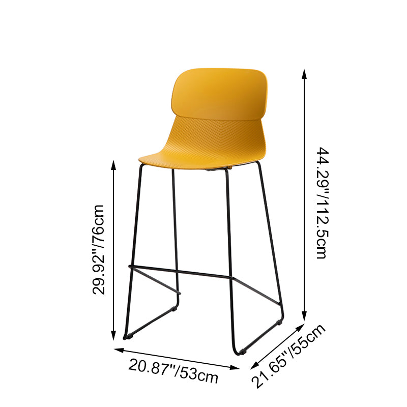 Ergonomic Curved Backrest PP Bar Stool - Minimalist Stool With Steel Frame, Footrest &amp; Modern Design For Dining Room