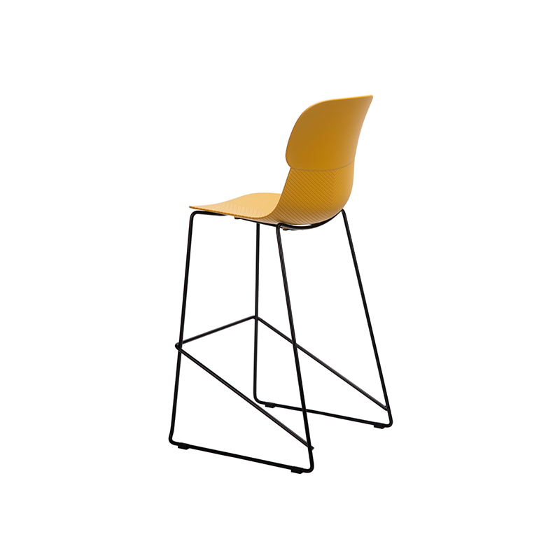 Ergonomic Curved Backrest PP Bar Stool - Minimalist Stool With Steel Frame, Footrest &amp; Modern Design For Dining Room