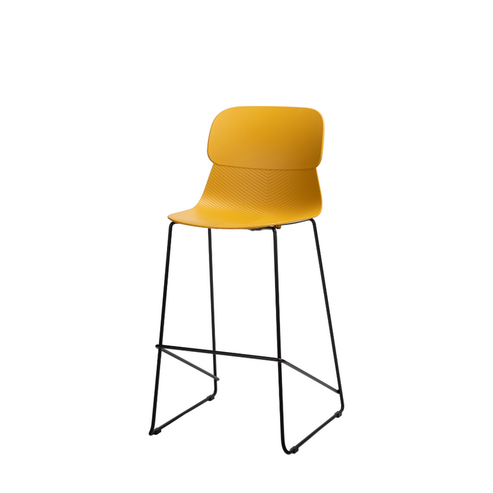 Ergonomic Curved Backrest PP Bar Stool - Minimalist Stool With Steel Frame, Footrest &amp; Modern Design For Dining Room