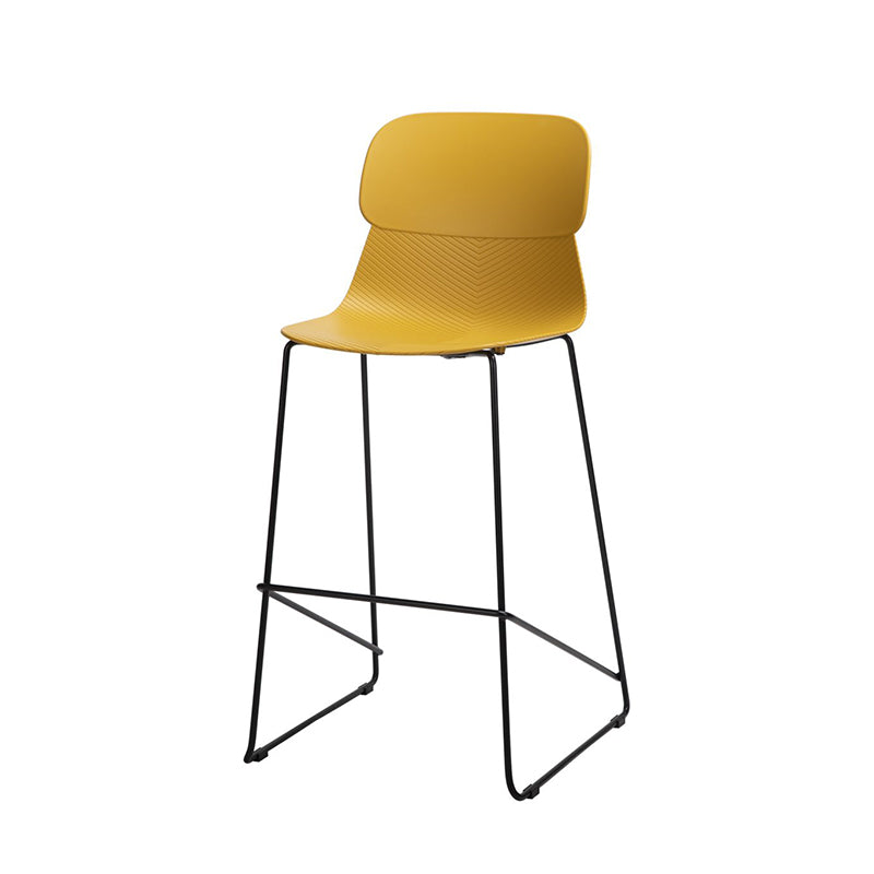 Ergonomic Curved Backrest PP Bar Stool - Minimalist Stool With Steel Frame, Footrest &amp; Modern Design For Dining Room