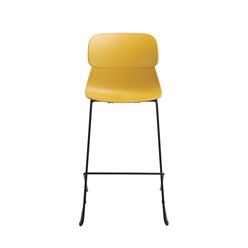 Ergonomic Curved Backrest PP Bar Stool - Minimalist Stool With Steel Frame, Footrest &amp; Modern Design For Dining Room