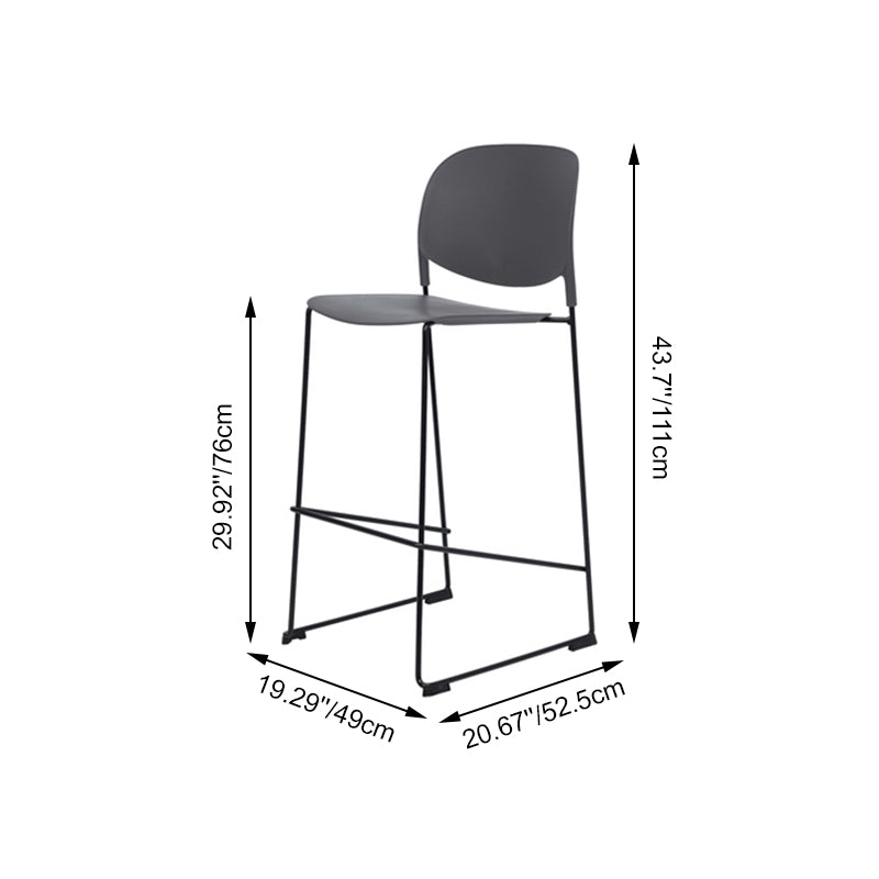 Modern Gray PP With Durable Steel Frame Bar Stool - Minimalist Design Dining Chair, Easy-Care Backrest, Stable Everyday Seating For Kitchen, Dining Room, Home Office &amp; Commercial Spaces