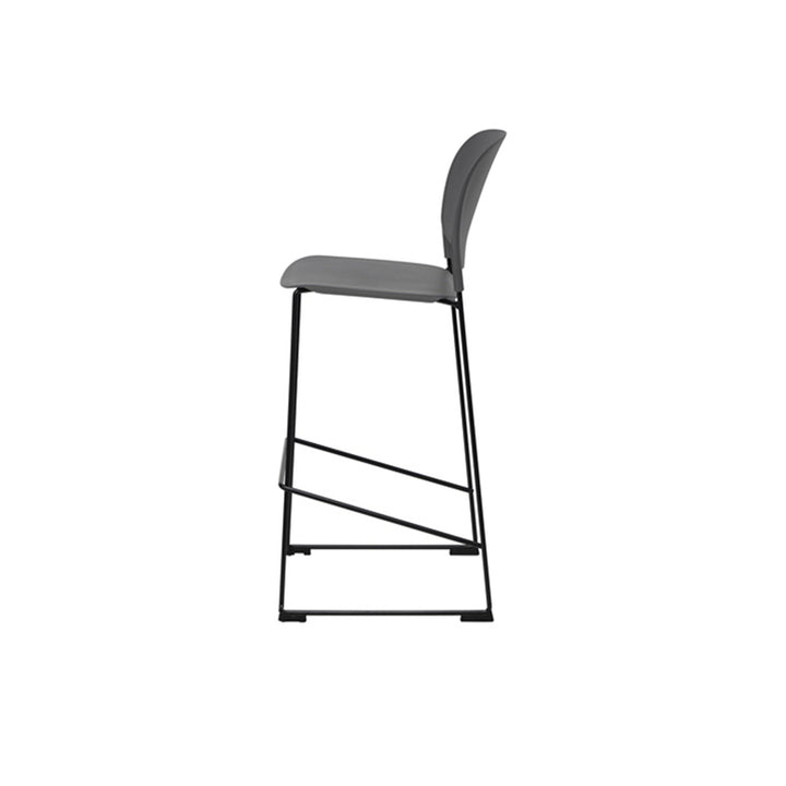 Modern Gray PP With Durable Steel Frame Bar Stool - Minimalist Design Dining Chair, Easy-Care Backrest, Stable Everyday Seating For Kitchen, Dining Room, Home Office &amp; Commercial Spaces