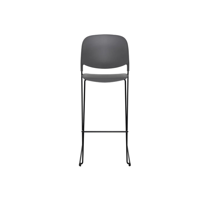 Modern Gray PP With Durable Steel Frame Bar Stool - Minimalist Design Dining Chair, Easy-Care Backrest, Stable Everyday Seating For Kitchen, Dining Room, Home Office &amp; Commercial Spaces
