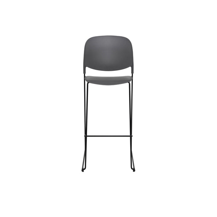 Modern Gray PP With Durable Steel Frame Bar Stool - Minimalist Design Dining Chair, Easy-Care Backrest, Stable Everyday Seating For Kitchen, Dining Room, Home Office &amp; Commercial Spaces