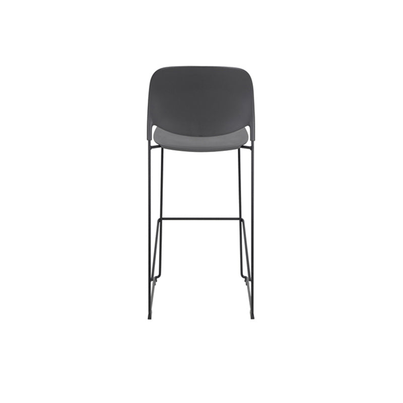 Modern Gray PP With Durable Steel Frame Bar Stool - Minimalist Design Dining Chair, Easy-Care Backrest, Stable Everyday Seating For Kitchen, Dining Room, Home Office &amp; Commercial Spaces