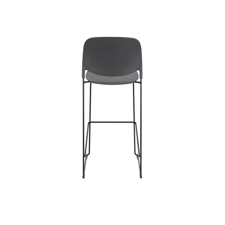Modern Gray PP With Durable Steel Frame Bar Stool - Minimalist Design Dining Chair, Easy-Care Backrest, Stable Everyday Seating For Kitchen, Dining Room, Home Office &amp; Commercial Spaces