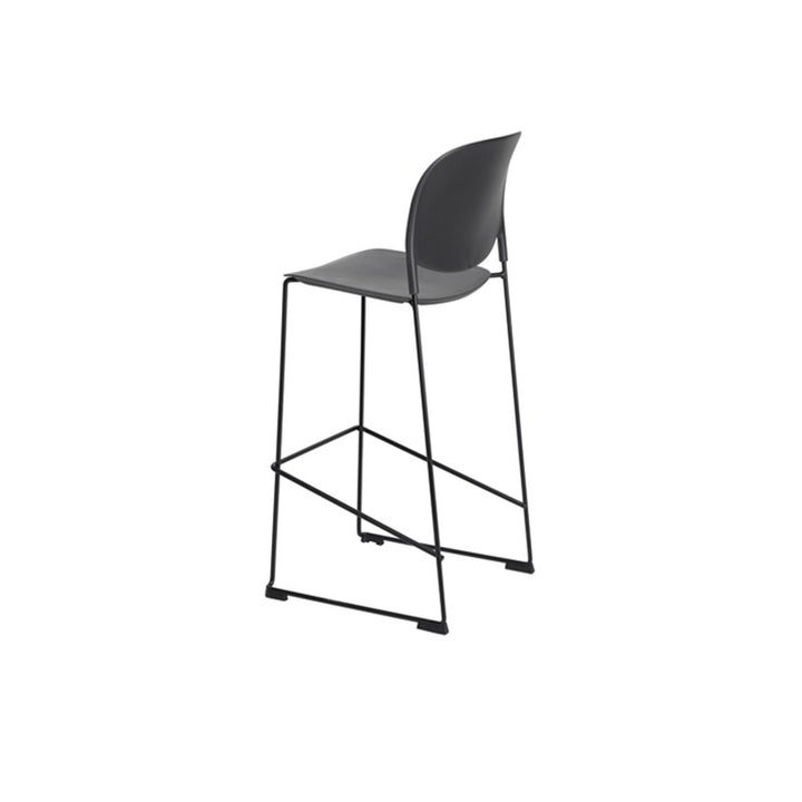 Modern Gray PP With Durable Steel Frame Bar Stool - Minimalist Design Dining Chair, Easy-Care Backrest, Stable Everyday Seating For Kitchen, Dining Room, Home Office &amp; Commercial Spaces