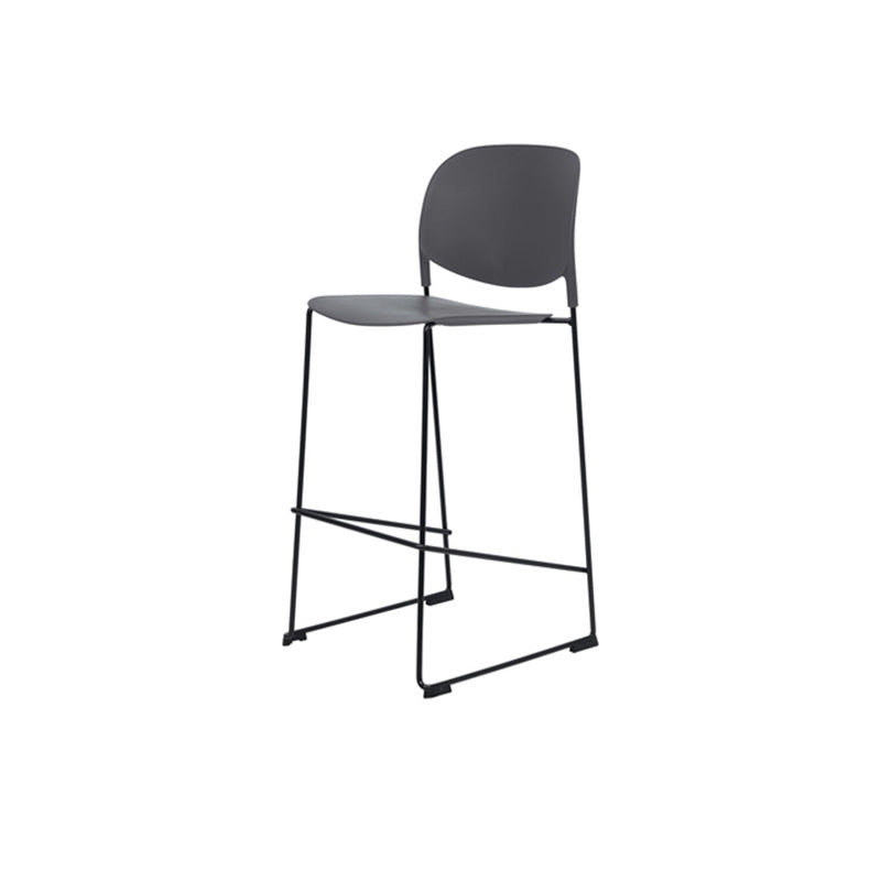 Modern Gray PP With Durable Steel Frame Bar Stool - Minimalist Design Dining Chair, Easy-Care Backrest, Stable Everyday Seating For Kitchen, Dining Room, Home Office &amp; Commercial Spaces